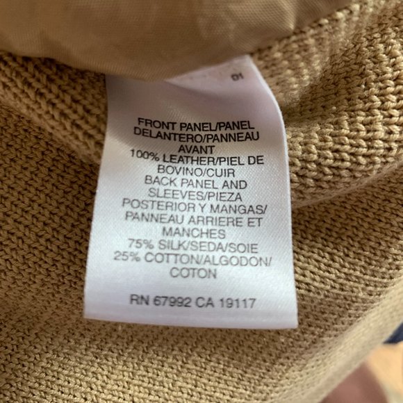 Sigrid Olsen Women's size Medium Tan Leather/ Silk Jacket - Picture 8 of 8